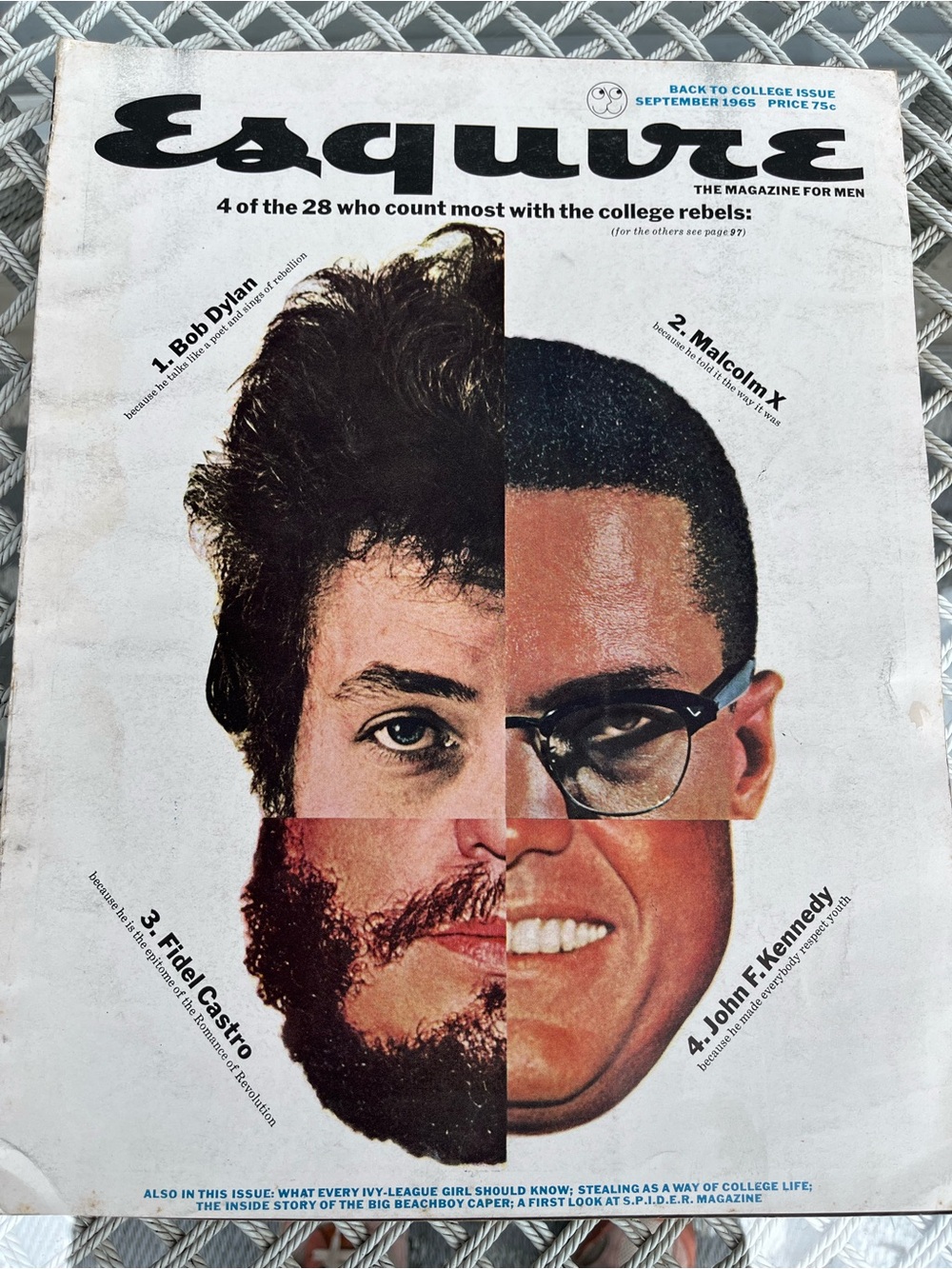 Vtg Rare September 1965 Esquire Magazine Cover Is Malcolm X, Dylan, Kennedy